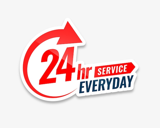 Gratis vector 24-uurs dagelijkse service sticker ontwerp