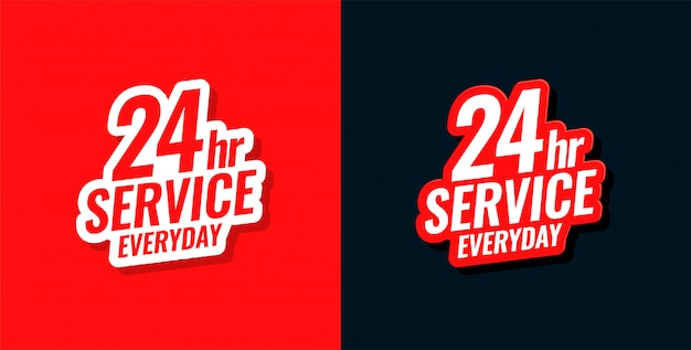 Gratis vector 24-uurs service dagelijks concept stickerontwerp