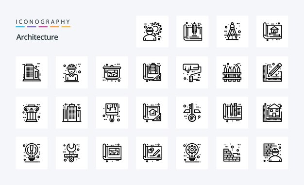 25 Architectuur Line icon pack Vector iconen illustratie