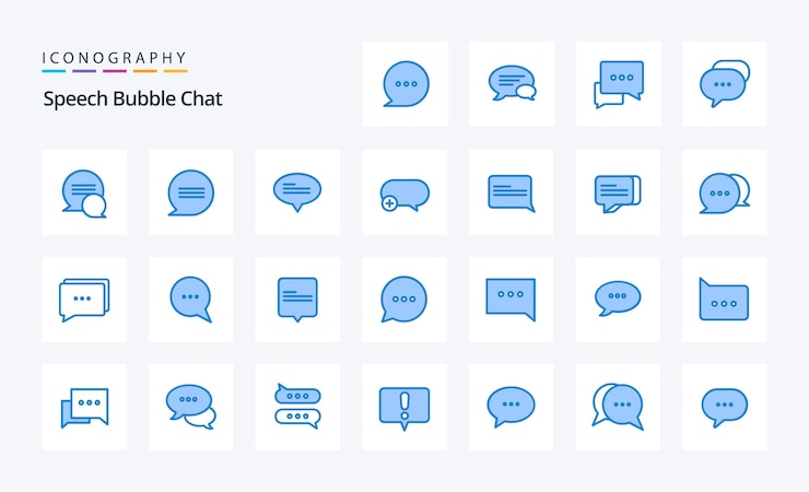 Gratis Vector 25 chat blue-pictogrampakket