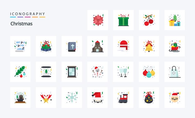 25 Christmas Flat kleur icon pack