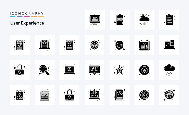 25 gebruikerservaring solid glyph icon pack