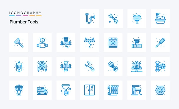 25 Loodgieter Blue icon pack Vector iconen illustratie