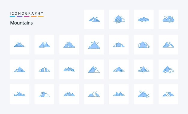 25 Mountains Blue icon pack Vector iconen illustratie