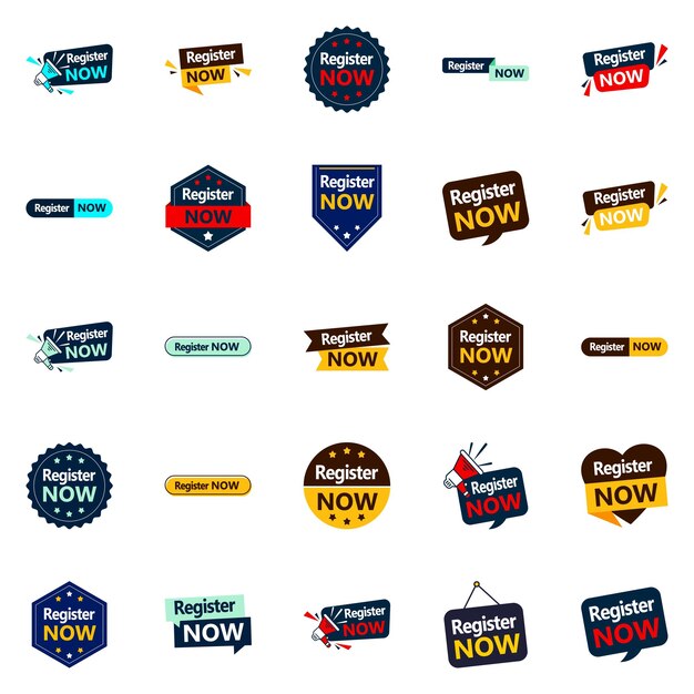 25 nieuwe typografische banners om u nu te registreren