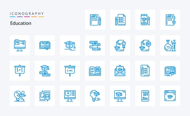 25 Onderwijs Blue icon pack Vector iconen illustratie