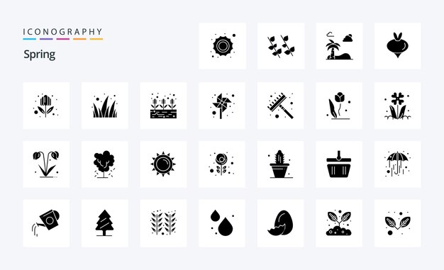 25 Spring Solid Glyph icon pack Vector iconen illustratie