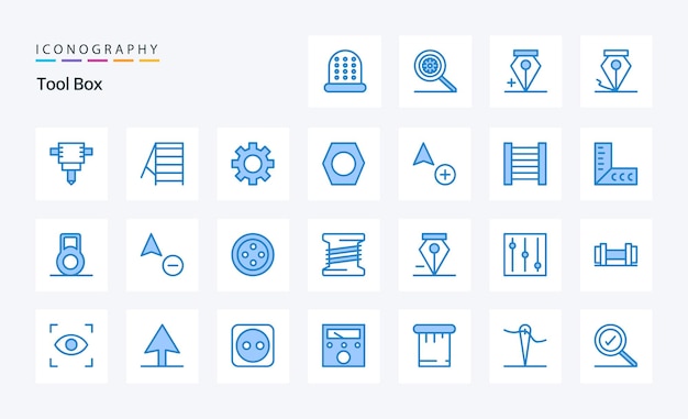 Gratis vector 25 tools blue icon pack vector iconen illustratie