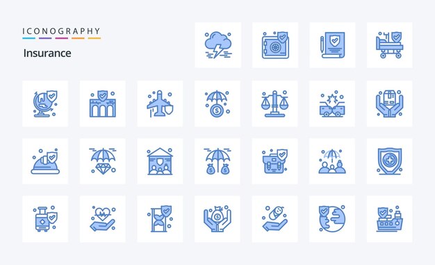 25 Verzekering Blue icon pack Vector iconen illustratie