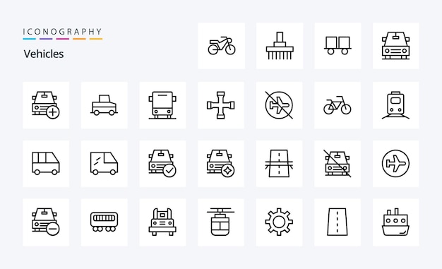 25 Voertuigen Line icon pack Vector iconen illustratie