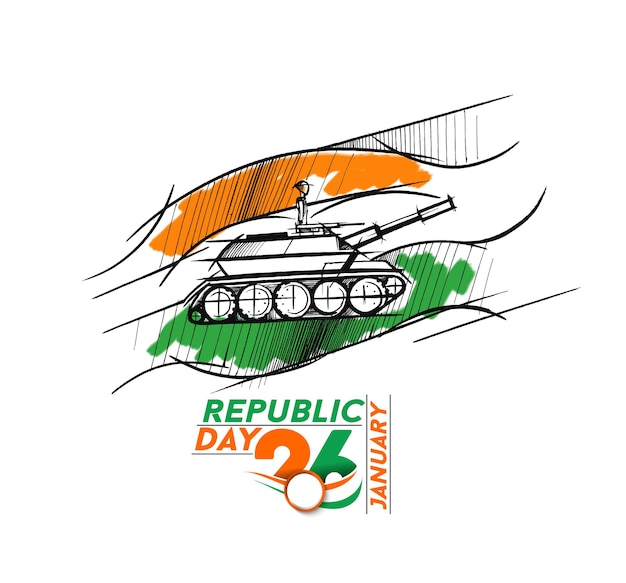 Gratis vector 26 januari indian republic day, poster of banner van de indiase strijdkrachten.