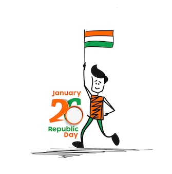 26 januari republiek dag concept een jongen met hand met indiase vlag