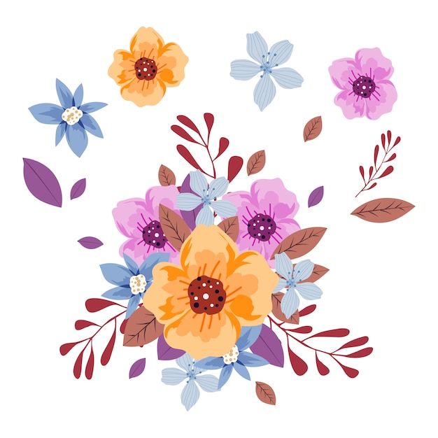 2d bloemen boeket illustratie set