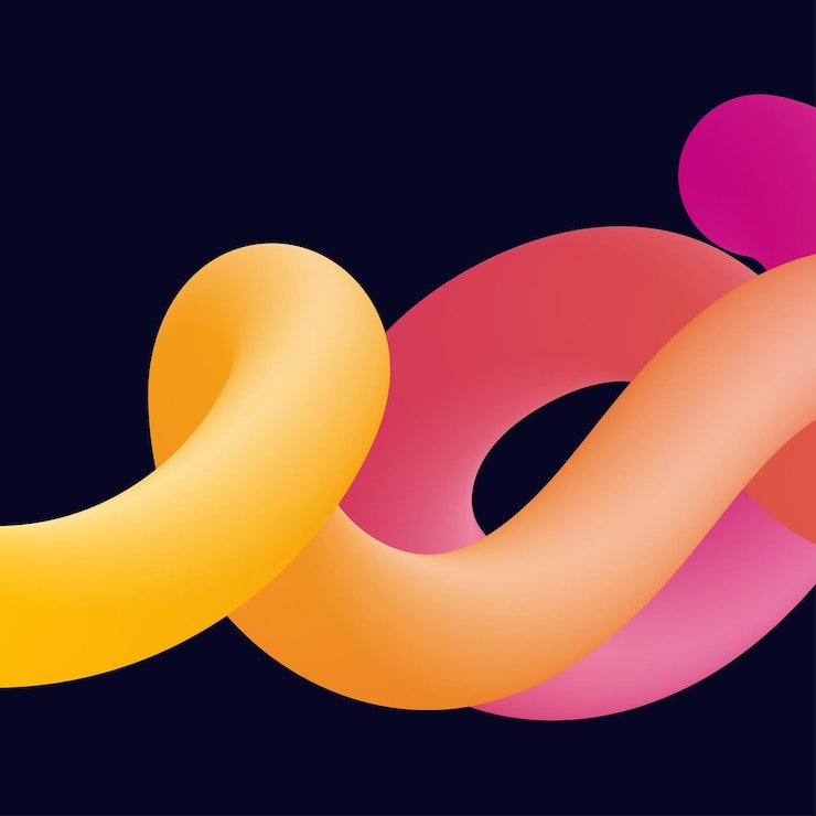 Gratis Vector 3d abstracte kleurrijke gedraaide vloeibare vormen creatieve ontwerpelementen vector moderne gradiënt vormen elementen voor bannerbackgroundposter