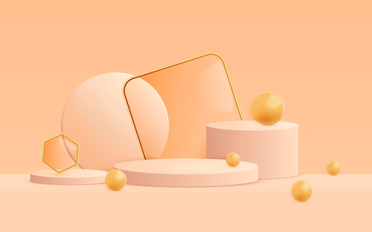 Gratis Vector 3d abstracte scèneachtergrond met vormen