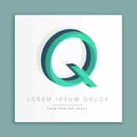 Gratis vector 3d abstracte stijl logo met de letter q