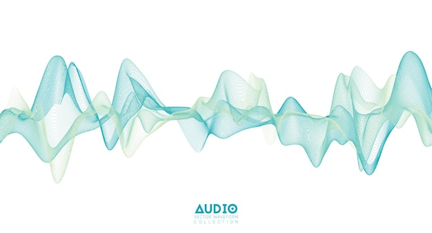 3D-audio geluidsgolf. Lichtgroene muziek pulse oscillatie. Gloeiend impulspatroon.