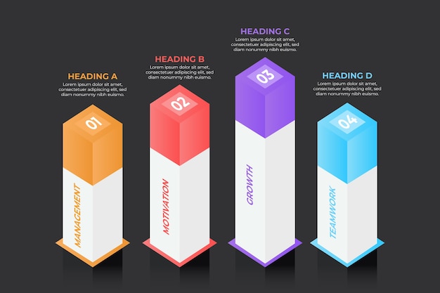 Gratis vector 3d-balken infographic concept