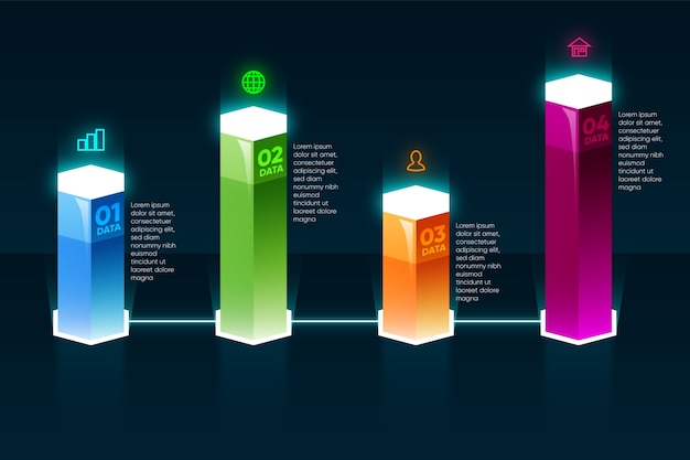 Gratis vector 3d-bars infographic sjabloon