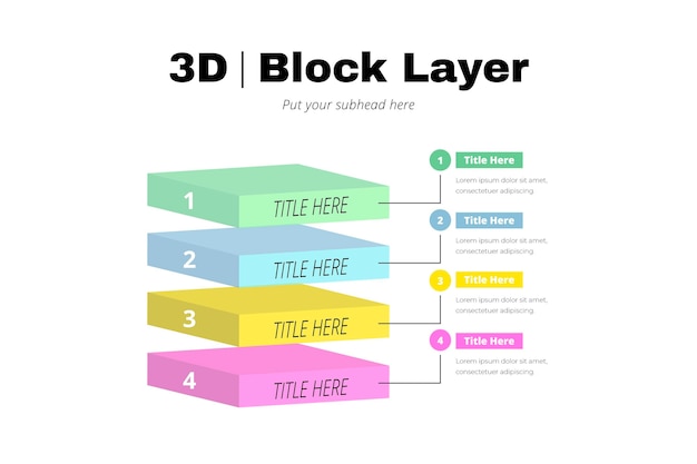 Gratis vector 3d-blok lagen infographic