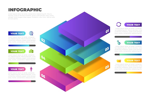 3d-blok lagen infographic