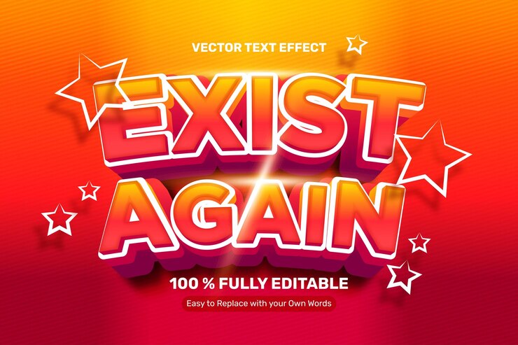 Gratis Vector 3d bold light exist tekst-effect