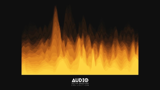 Gratis vector 3d echo audio wavefrom spectrum. abstracte muziek golven oscillatie grafiek.