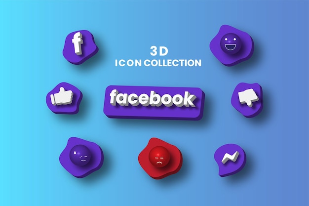 3d facebook icoon collectie