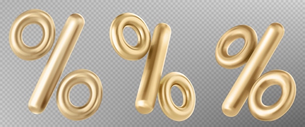 3d goud chroom procentsymbool percentagepictogram