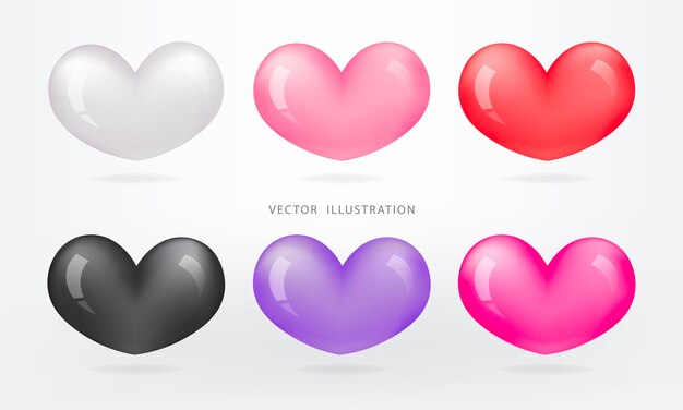 3D Hartvorm in kleurrijke collectie. 3D vector teruggevend podium. Element voor Valentijnsdag.