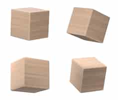Gratis vector 3d hout kubus blok realistische vector voor woordspel geïsoleerd op witte achtergrond houten onderwijs speelgoed sjabloon icoon zwevend perspectief uitzicht op duidelijke baksteen object verschillende png clipart collectie