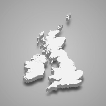 3d isometrische kaart van de regio van de britse eilanden, geïsoleerd met schaduw