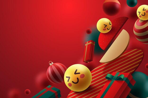3D-kerstachtergrond met emoji's
