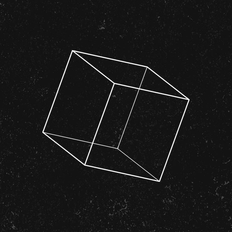 Gratis Vector 3d-kubus op een zwarte achtergrond vector