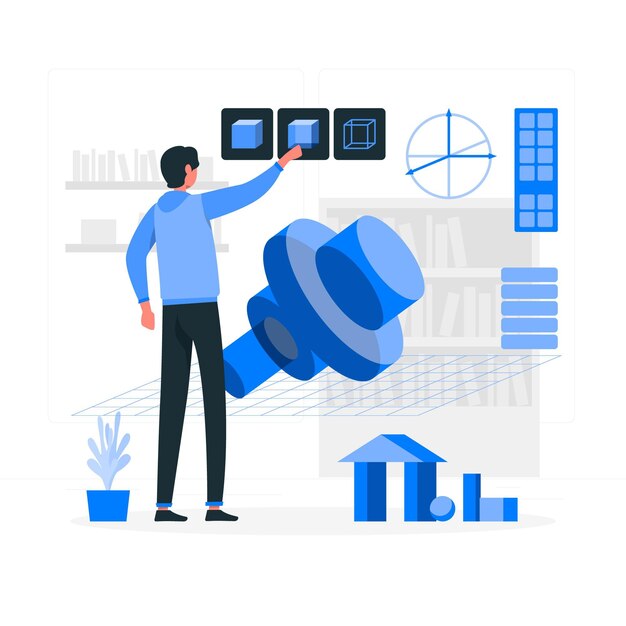 3D-modellering concept illustratie
