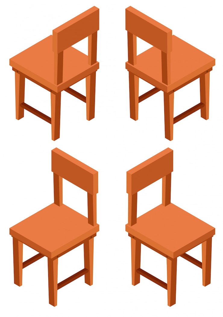 Gratis Vector 3d-ontwerp voor houten stoelen