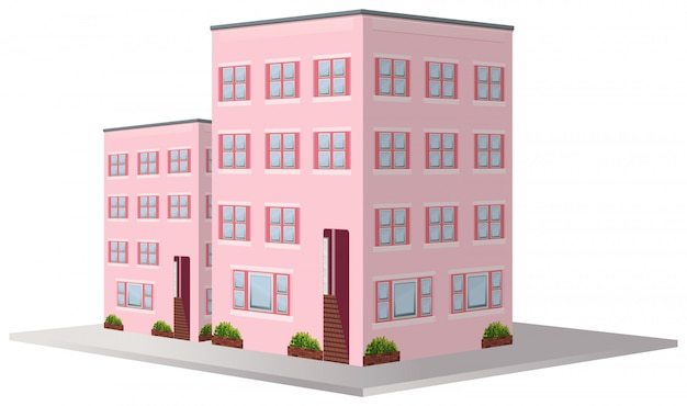 Gratis vector 3d-ontwerp voor twee appartementsgebouwen