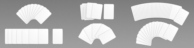 Gratis vector 3d poker leeg wit speelkaartspel mockup geïsoleerd papier pictogrammalplaatje voor casino of fortuin waarzeggerij sjabloon verschillende gokhandcombinaties en uitlijningsclipart voor online toepassing