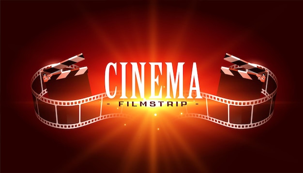 Gratis vector 3d-realistische bioscoopfilmstrip en klepelbordachtergrond