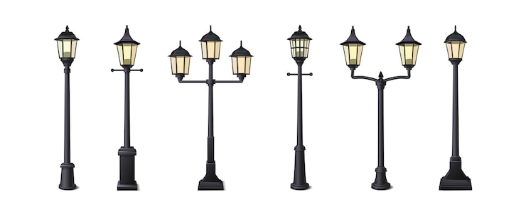 Gratis Vector 3d realistische vector icoon illustratie oude straatverlichting geïsoleerd op witte achtergrond