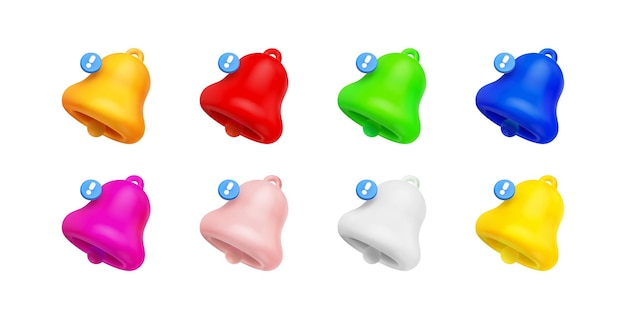 3D render meldingsbellen kleur ongelezen bericht