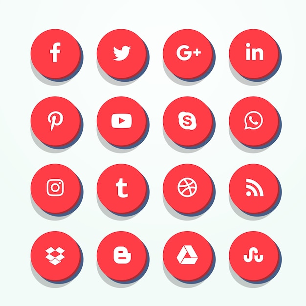 Gratis vector 3d rode sociale media iconen pack