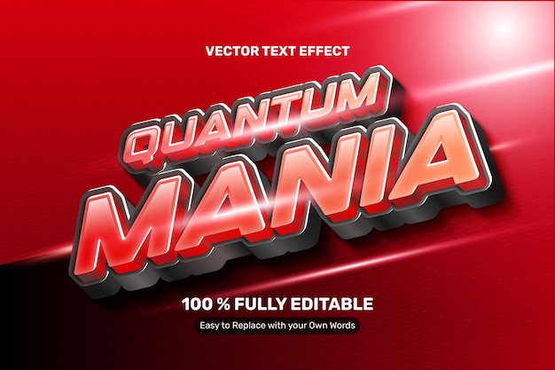 Gratis vector 3d rood vet quantum mania tekst effect