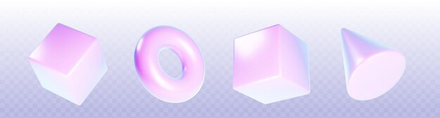 3D-set van holografische geometrische objecten