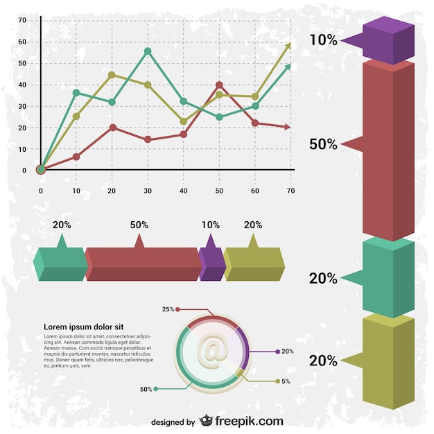 Gratis vector 3d statistieken infographics