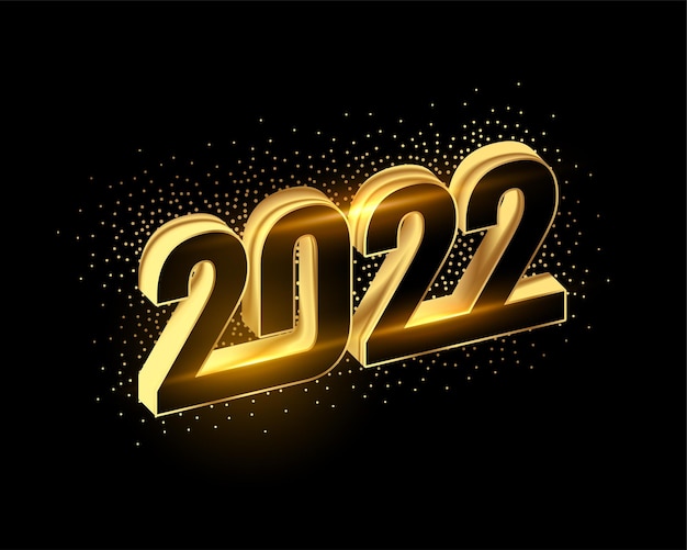 3D-stijl 2022 gouden sprankelende glitterachtergrond