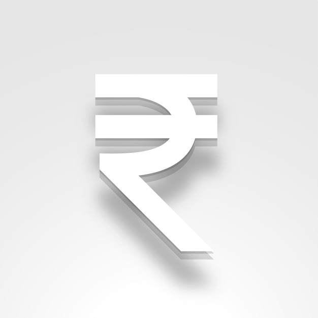 Gratis vector 3d-stijl indiase valuta rupee teken op witte achtergrond ontwerp