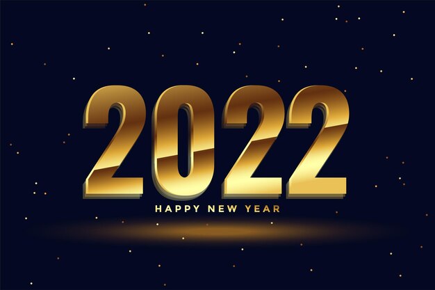 3D-stijl nieuwjaar 2022 gouden glanzend groetontwerp