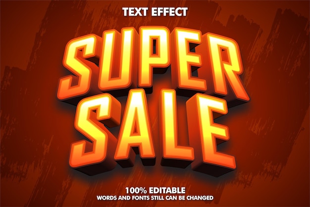 Gratis vector 3d super verkoop bewerkbare sticker concept super verkoop bewerkbare tekst