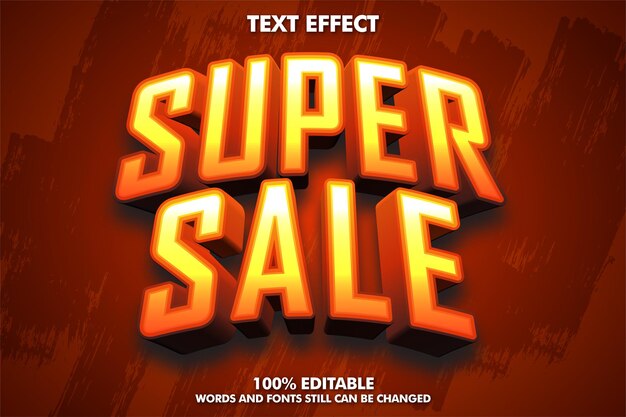 3D super verkoop bewerkbare sticker concept Super verkoop bewerkbare tekst